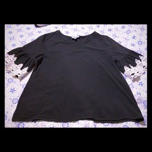Charter Club Bell Sleeve w/ Lace XXL Black